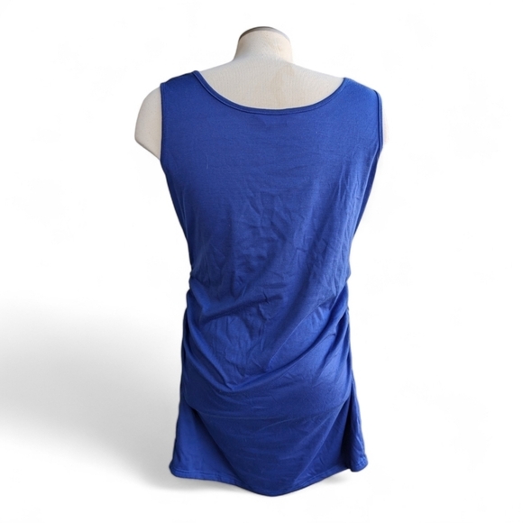 Royal Blue Rouched Side Sleeveless Maternity Top - Picture 3 of 6
